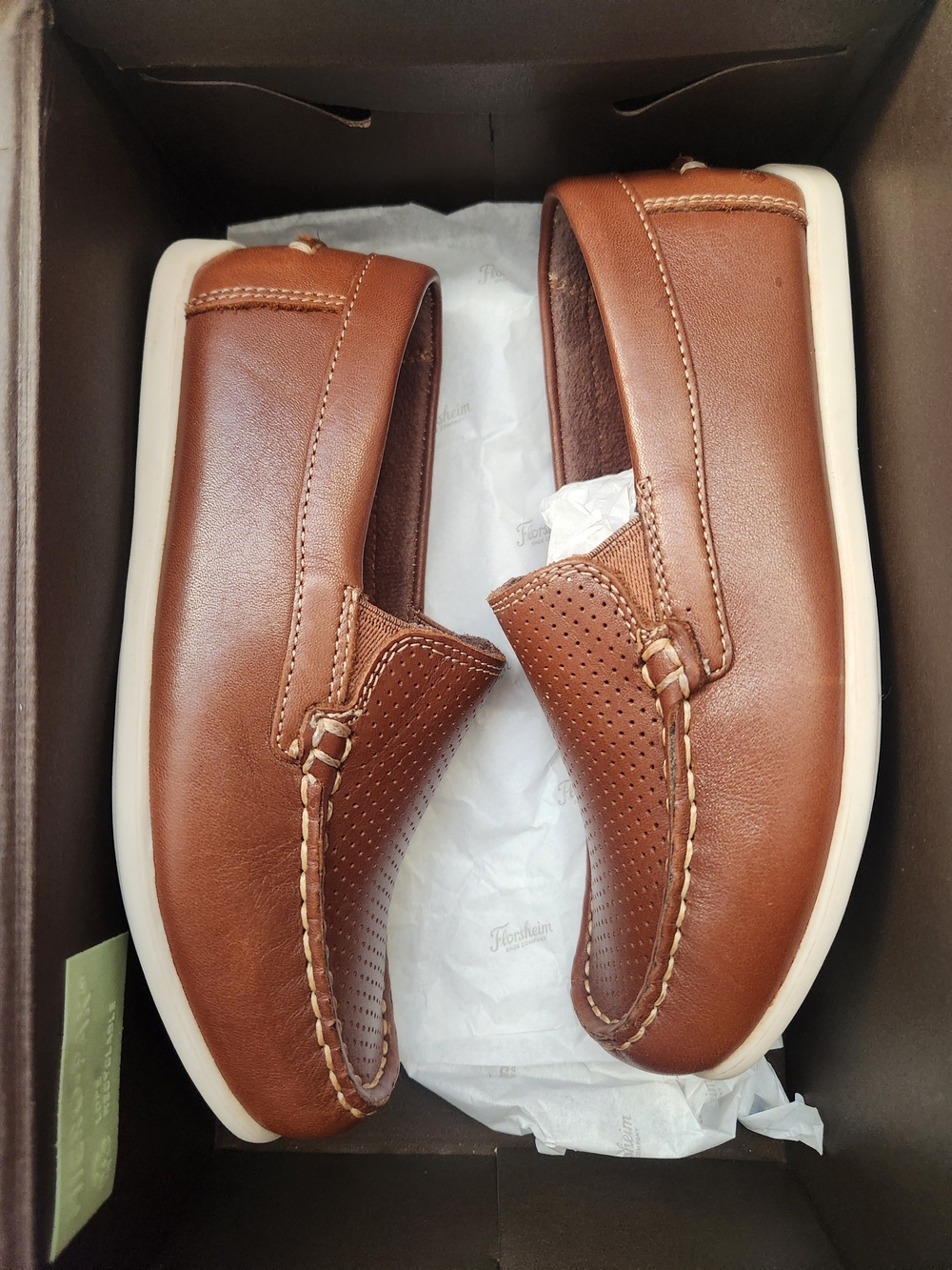 Boys Brown Perforated Leather Slip-On Loafers - Picture 3 of 4